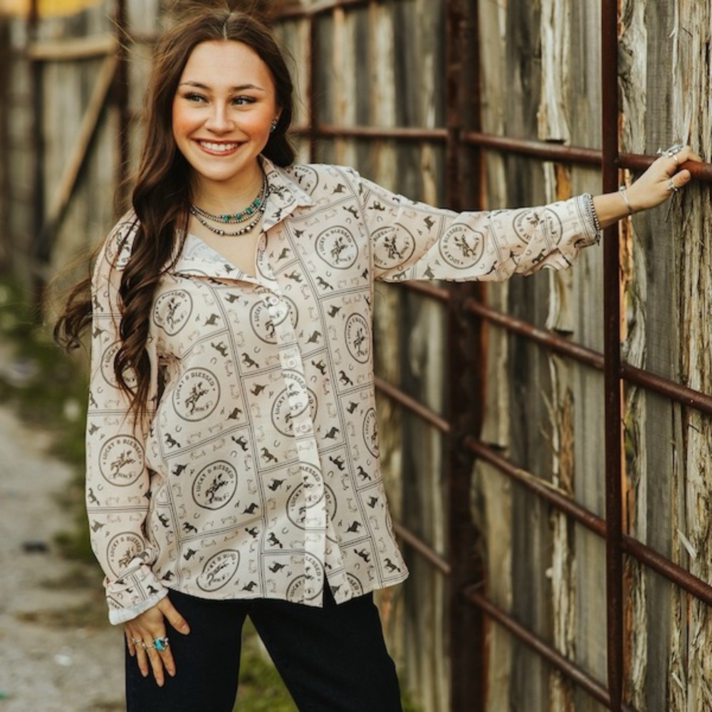 Ivory Western Chiffon Collared Shirt